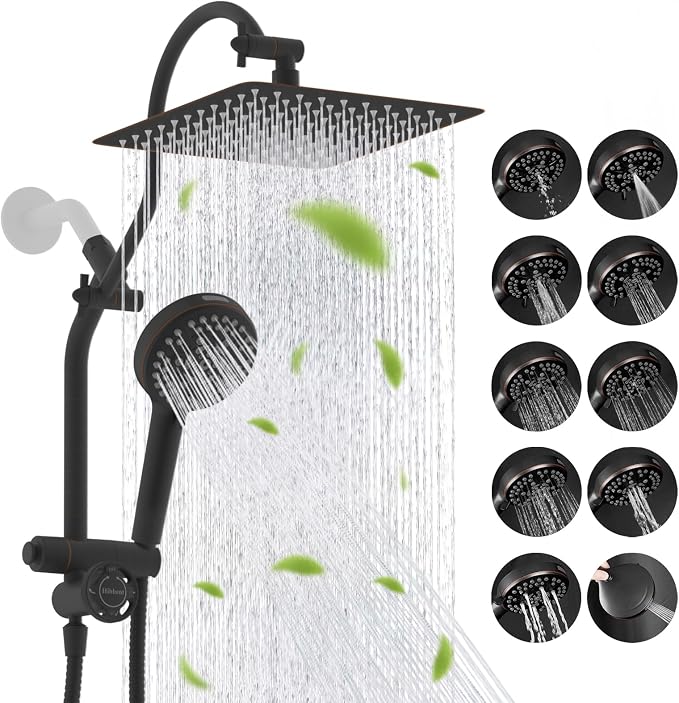 Hibbent cUPC Certified All Metal 10"Rainfall Showerhead Combo, High Pressure by Hibbent