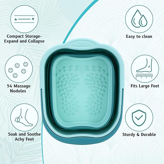 2 Pack Collapsible Foot Bath Plastic Foot Soaking Tub Portable Feet Bucket - Image 4