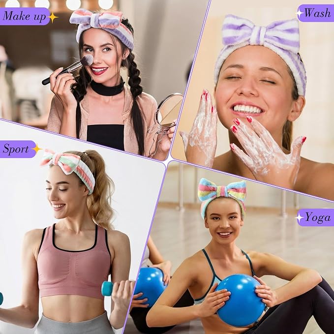 WILLBOND 24 Pieces Spa Headband Bulk Skincare Headbands Face Wash Makeup - Image 6