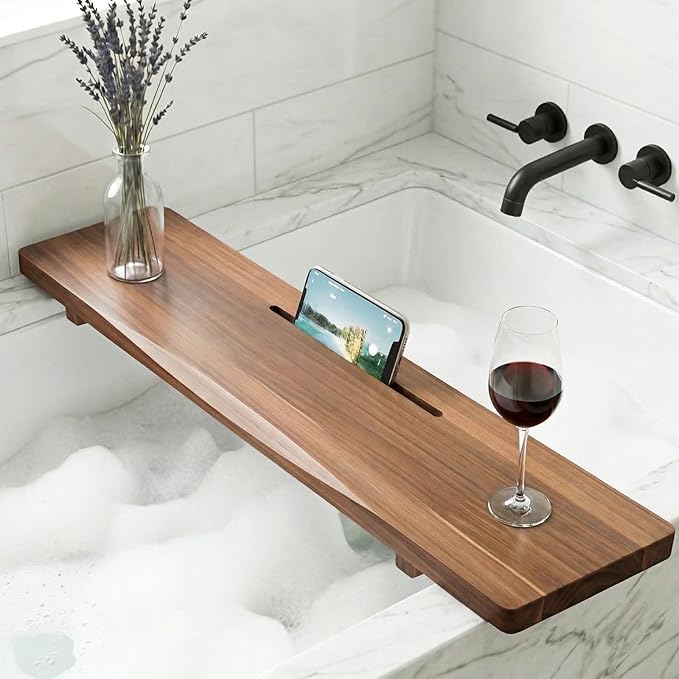 Premium Acacia Wood Bathtub Tray Caddy by QoQoLiLi