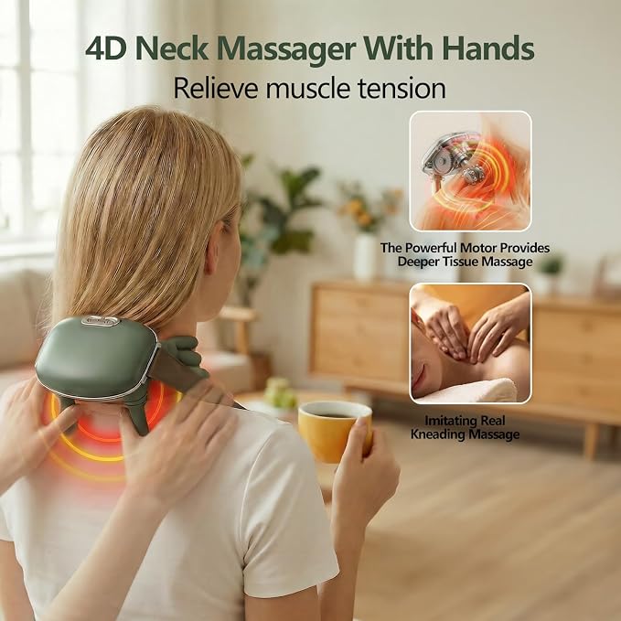Neck Massager with Heat, 4D Bionic Finger Neck and Shoulder Massager, - Image 2