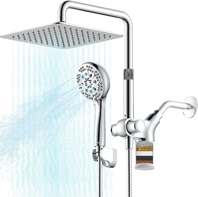 Ryamen Upgraded Dual Shower Heads Combo, 10 inch Filtered Shower Head by Enjoyabeatifullife
