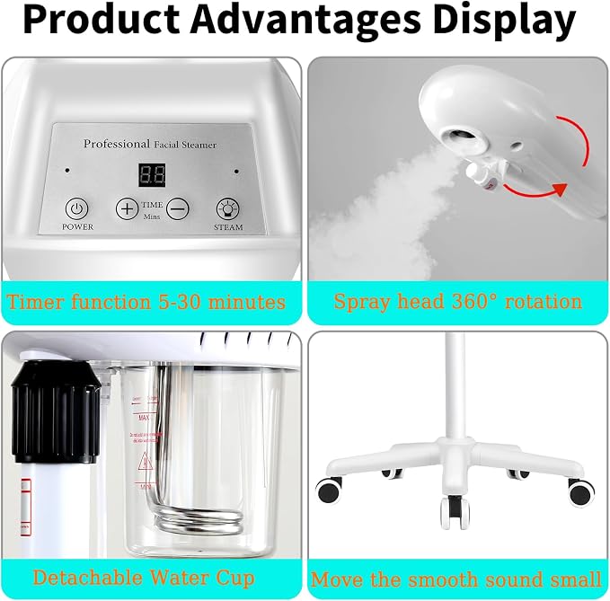 Professional Facial Steamer for Deep Cleansing and Hydration, Ozone Spa Face - Image 4