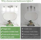 Indoi 4-Light Bathroom Light Fixtures, Brushed Nickel Vanity Lights - Image 2