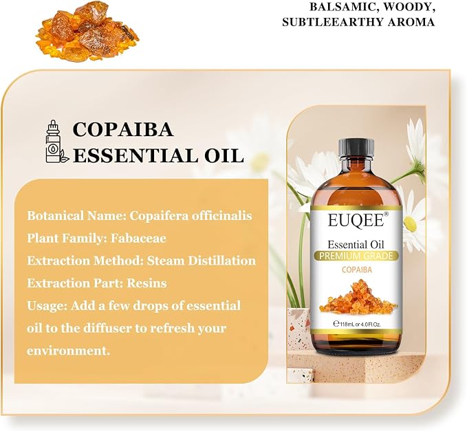 EUQEE Copaiba Essential Oil 118 ml Pure Copaiba Oil Essential Oil - Image 2