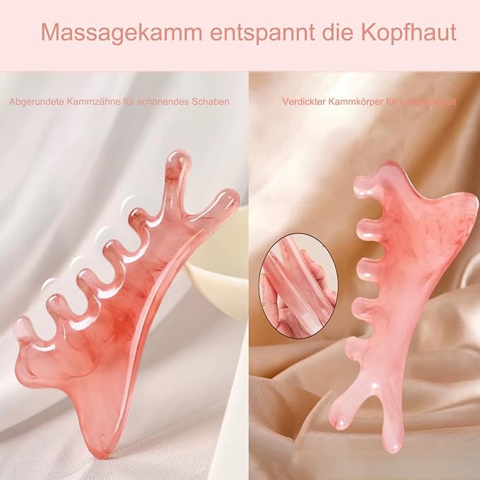 Gua Sha Facial Tools, 4 in 1 Resin Head Massager Scalp Comb - Image 6
