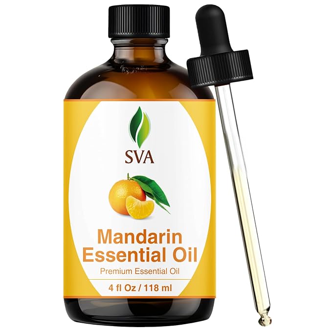 SVA Mandarin Essential Oil – 4 Fl Oz – 100% Natural Mandarin Oil by SVAORGANICS