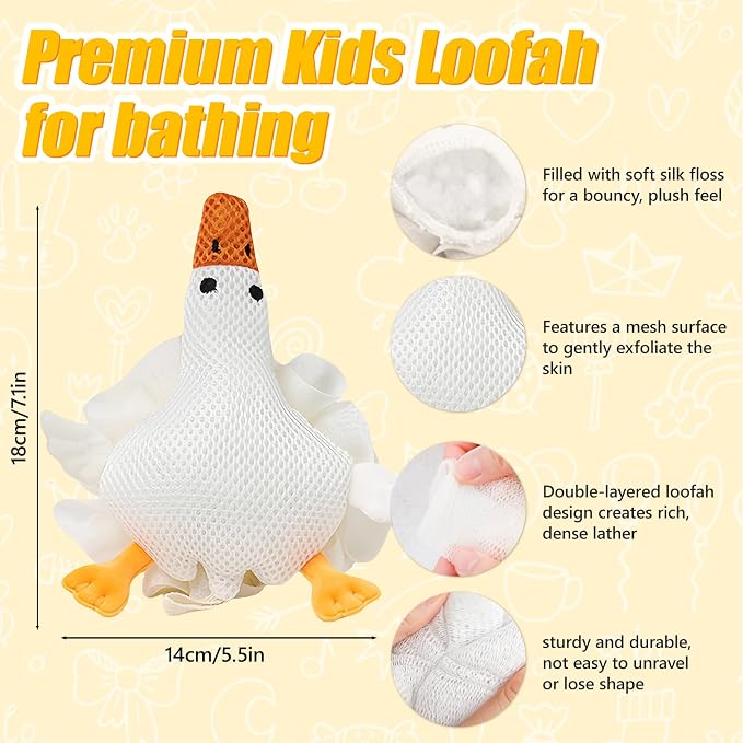 Kids Loofah, Cute Cartoon Animal Kids Bath Sponge - Image 3