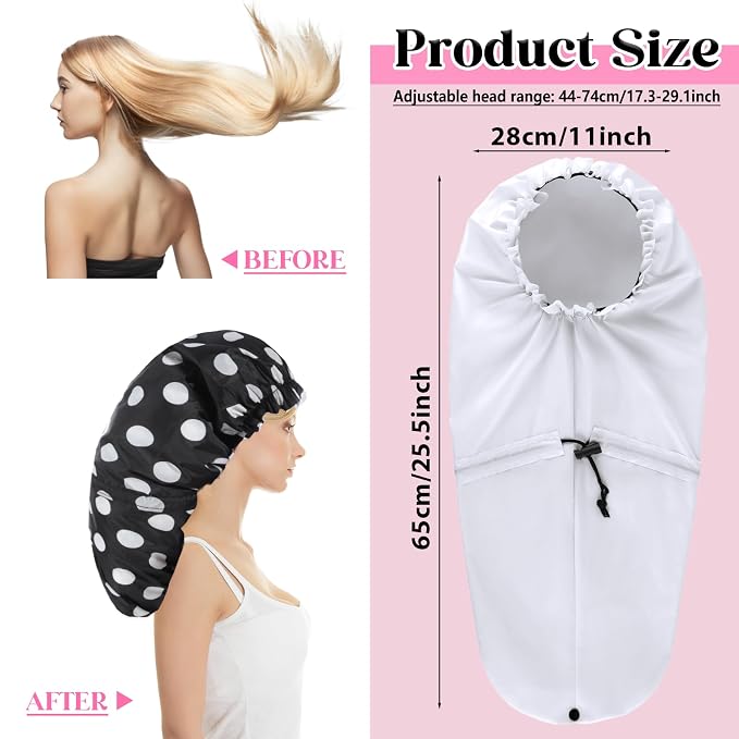 2 Pcs Large Shower Cap for Braids, Extra Long Shower Cap for Women Long Hair & - Image 2