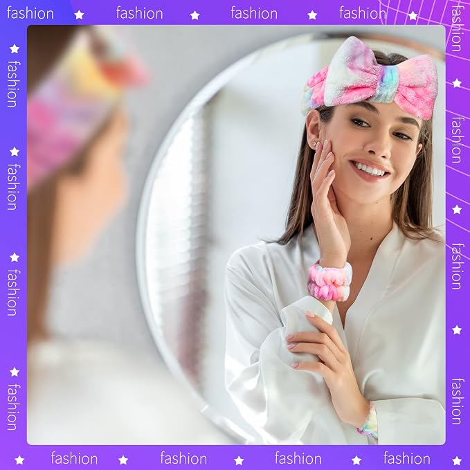 WSYUB Spa Headband and Wrist Bands, Makeup Headband and Wrist Towels - Image 4