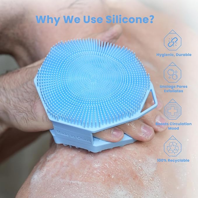 iTokGoK® Silver-Infused 2-in-1 Silicone Body Scrubber, Double-Sided Design Body - Image 3