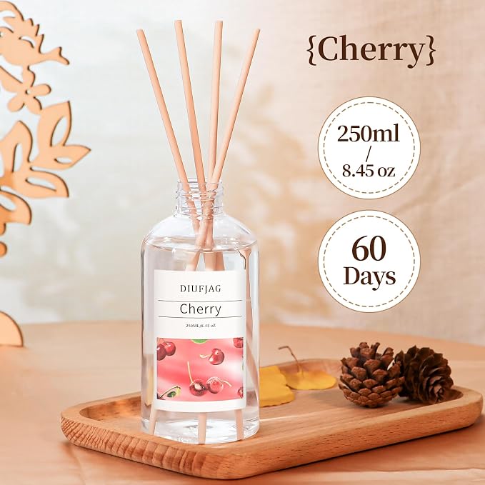 Cherry Diffuser with 10 Fiber Sticks, 6.7 oz Diffusers - Image 2