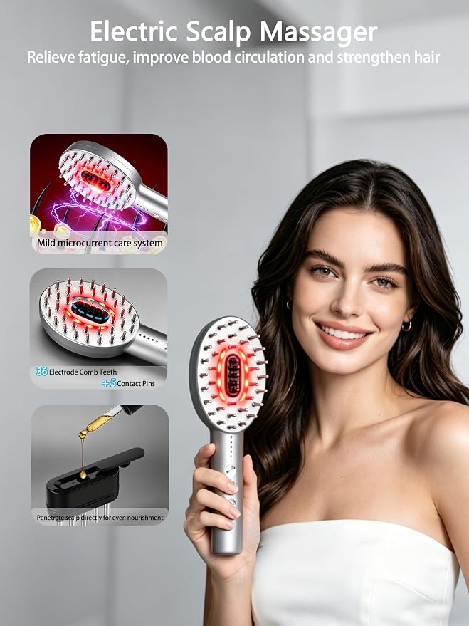 3-in-1 Electric Scalp Massager Brush, Vibrating Scalp Massager Comb - Image 2