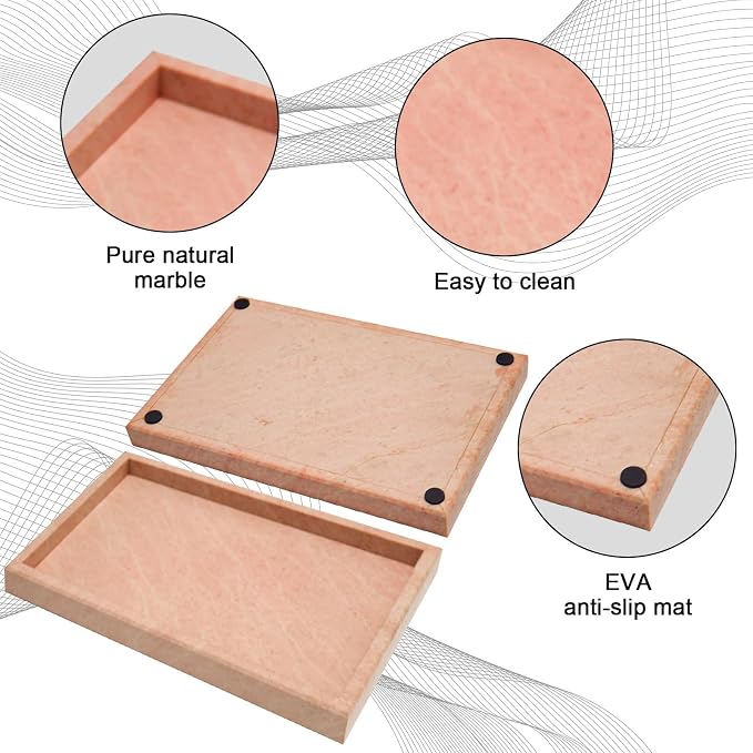 Pure Natural Marble Tray for Bathroom, Sink. Cosmetics, toiletries, etc. can be - Image 3