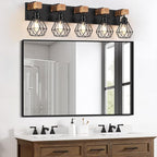 FadimiKoo 5-Light Farmhouse Wood Wall Sconces Lighting, Rustic Bathroom Wall - Image 5