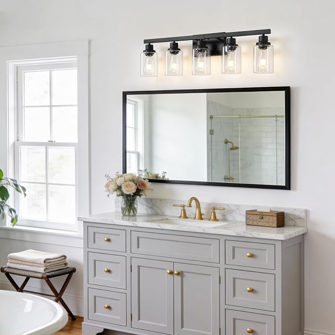 5-Light Black Bathroom Vanity Light, Modern Vanity Lighting Fixture - Image 2