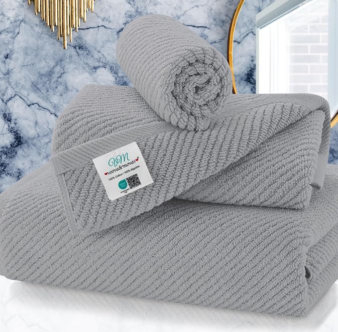 VOOVA & MOVAS Gray Towels for Bathroom by VOOVAMOVAS