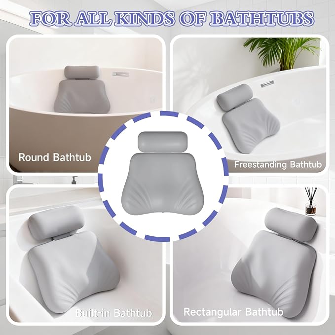 Silicone Bath Pillow, Upgraded Bath Pillows - Image 9
