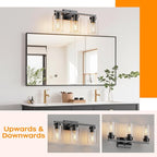PARTPHONER 3-Light Bathroom Light Fixtures, Matte Black Vanity Light - Image 6