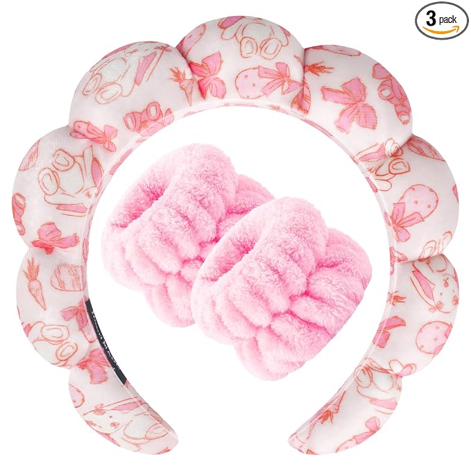 Zkptops Spa Headband for Washing Face Wristband Set Sponge Makeup Skincare by ZKPTOPS