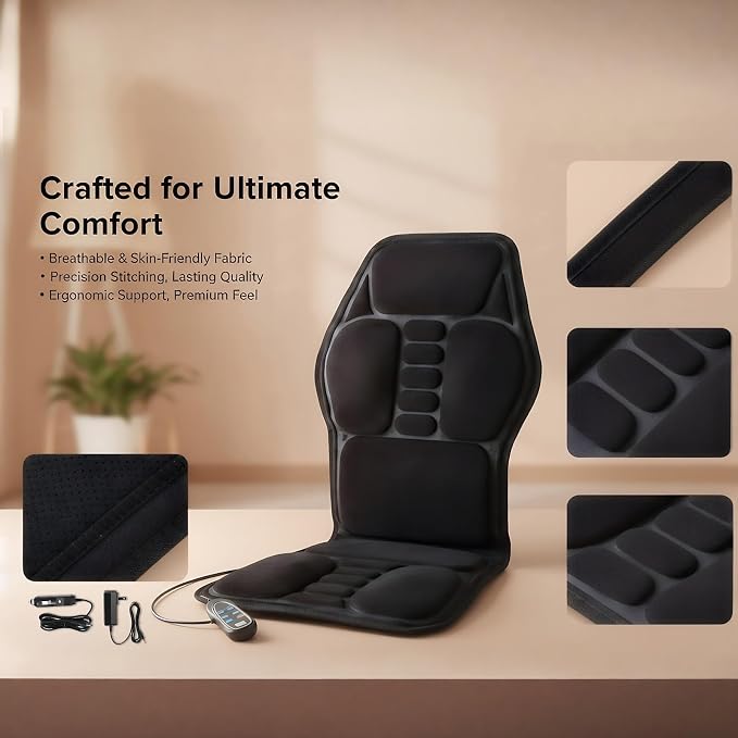 Back Massager with Heat, Vibration Massage Seat Cushion with 8 Massage Nodes & - Image 4