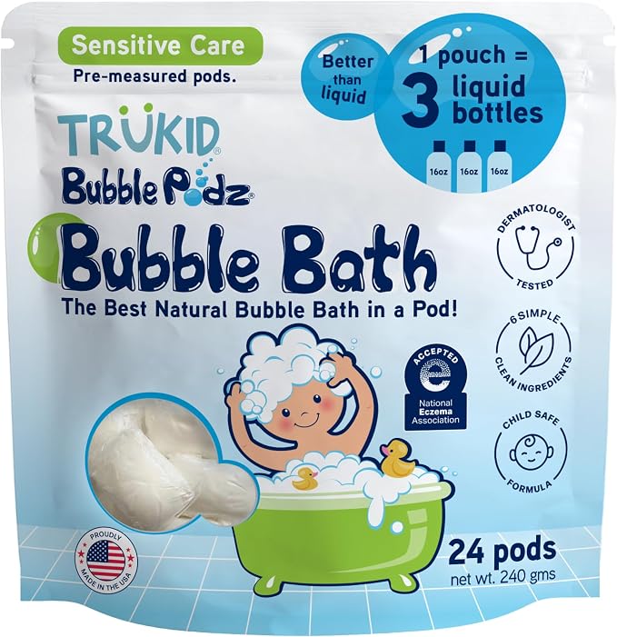 TruKid Bubble Podz Bubble Bath for Kids, & Babies, NEA-Accepted for Eczema by TruKid