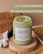 M&SENSE Eucalyptus & Mint Scented Jar Candle, Large 19.4oz Natural Soy Wax - Image 3