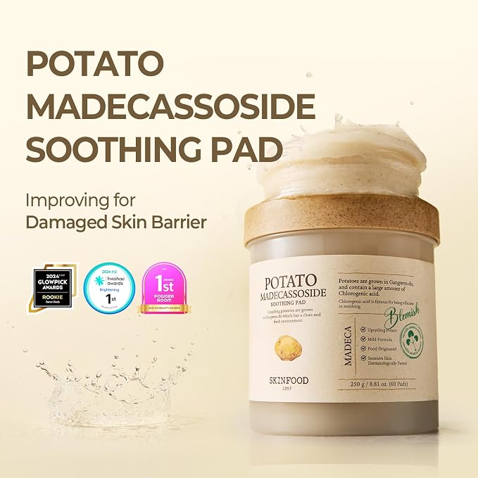 SKINFOOD Potato Madecassoside Soothing Toner Pad, Korean Skincare Facial Toner - Image 2