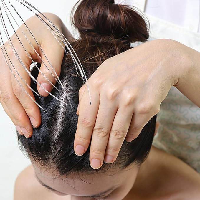 rosenice Scalp Massager Hand Held Therapeutic Head Scratcher Steel Wire Head - Image 6