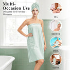Women’s Adjustable Spa Wrap Towel Set, Microfiber Body Wrap Bathrobe - Image 5