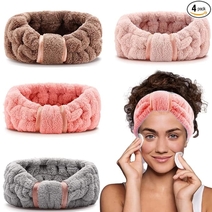 4 Pack Microfiber Towel Headbands by IAXSEE