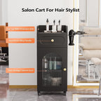 Salon Cart with Wheels & Adjustable Shelf, Esthetician, Storage Cabinet w/Glass - Image 3