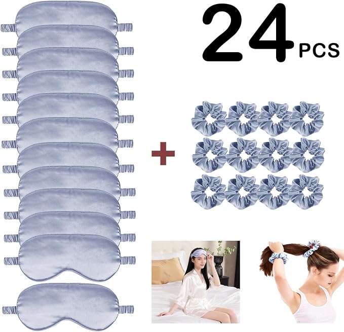 24Pcs Satin Eye Mask Silk Sleep Masks Silky Eyes Cover Blackout Blindfold - Image 2