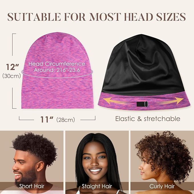 LULUSILK 100% Mulberry Silk Lined Sleep Cap Silk Bonnet - Image 5