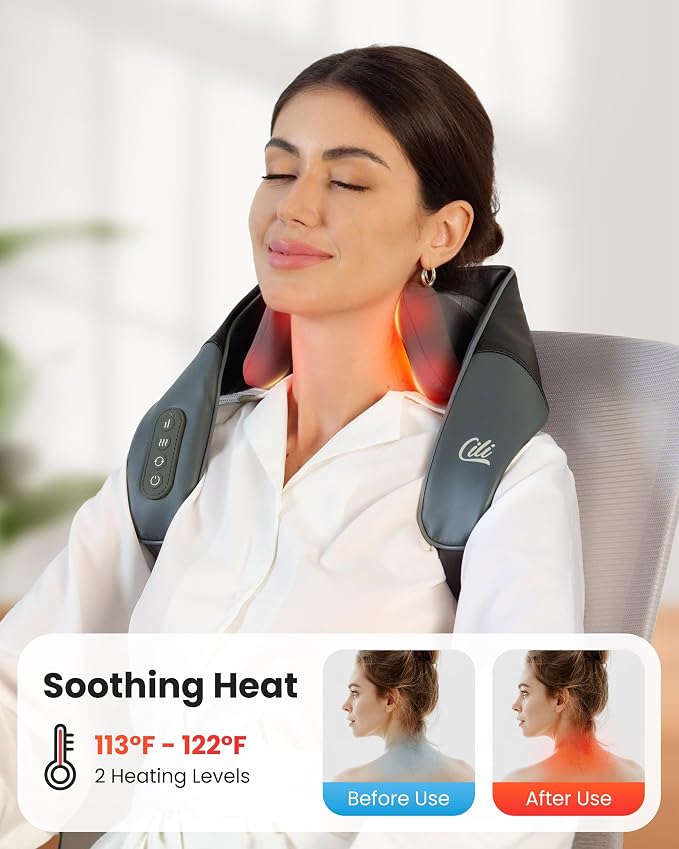 CILI Cordless Massager for Pain Relief Deep Tissue, Shiatsu Neck Back Massager - Image 2
