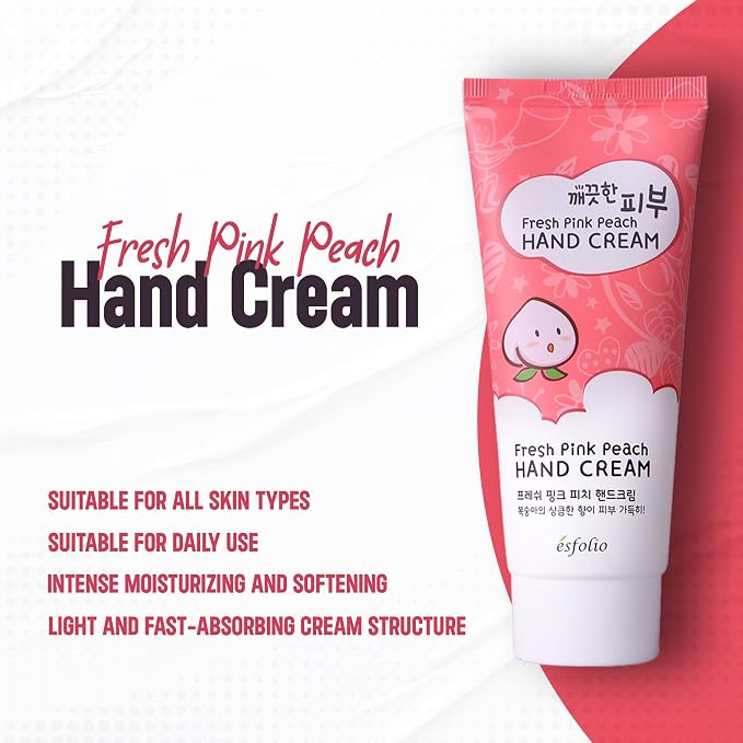 esfolio Fresh Pink Peach Hand Cream – Moisturizing Korean Hand Lotion - Image 2