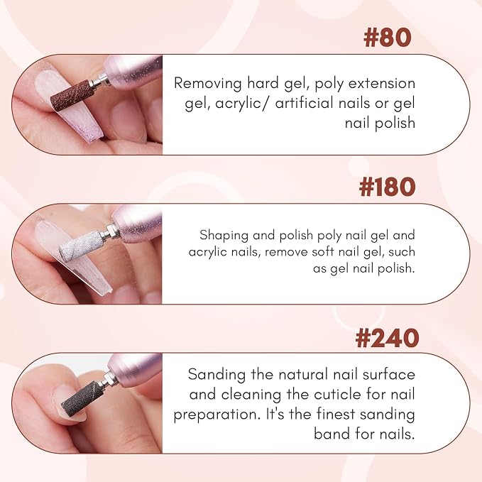 Makartt Sanding Bands for Nail Drill:50 Pcs Small Nail Sanding Files - Image 5