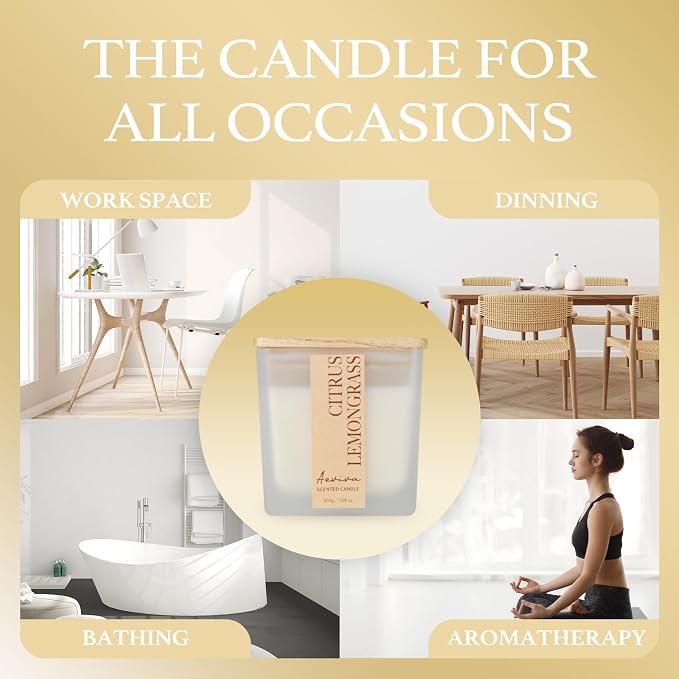 Scented Candle, 7.04 oz Citrus & Lemongrass Aromatherapy Candle, Natural Soy Wax - Image 4