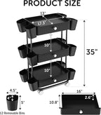 3 Tier Drawer Beauty Cart with 12 Movable Storage Organizer, Thickened ABS & - Image 2