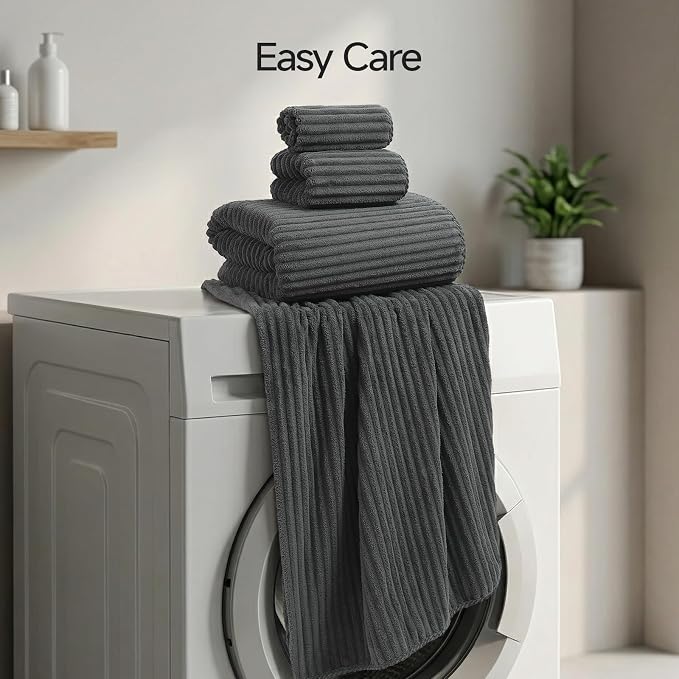 REDKISS Charcoal Gray Bath Towels Set 8 Piece - Image 8