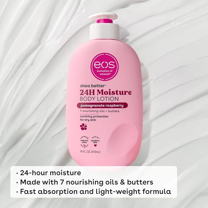 eos Shea Better Body Lotion Pomegranate Raspberry, 24-Hour Moisture Skin Care - Image 4
