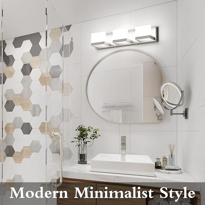 Tipace 3 Lights LED Modern Vanity Light Brushed Nickel Bathroom Lighting - Image 7