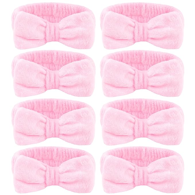 Ondder Spa Headband for Washing Face 8 Pack Pink Skincare Headbands for Women by Ondder