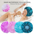 Shower Caps for Women, Double Waterproof Layers Shower Cap, Bathing Shower Caps - Image 7