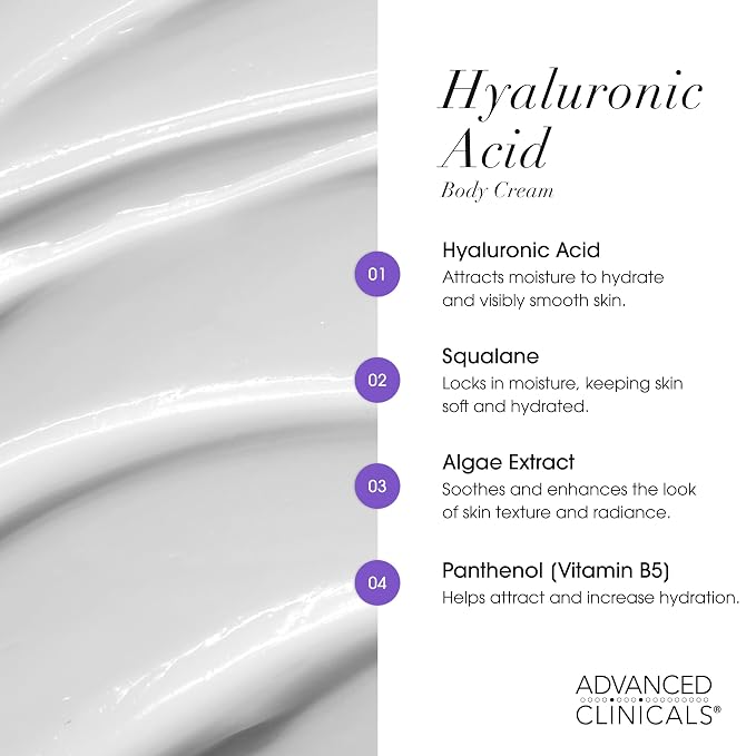 Advanced Clinicals Hyaluronic Acid Moisturizer Body Cream W/Vitamin E | - Image 5