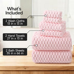 REDKISS Pink Microfiber Bath Towels Set of 6-35x70 Inches Oversized Bath Sheets - Image 2