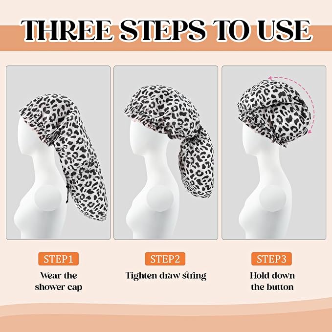 2 Pcs Large Shower Cap for Braids, Extra Long Shower Cap for Women Long Hair & - Image 4