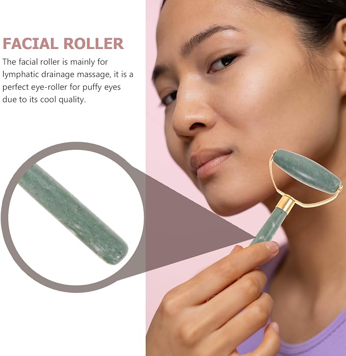 FRCOLOR Jade Rollers Massaging Body Roller 2-Pack Facial Massage Tool - Image 3