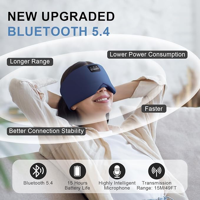 LC-dolida Sleep Mask with Bluetooth Headphones, Ice Silk Sleep Headphones with - Image 6