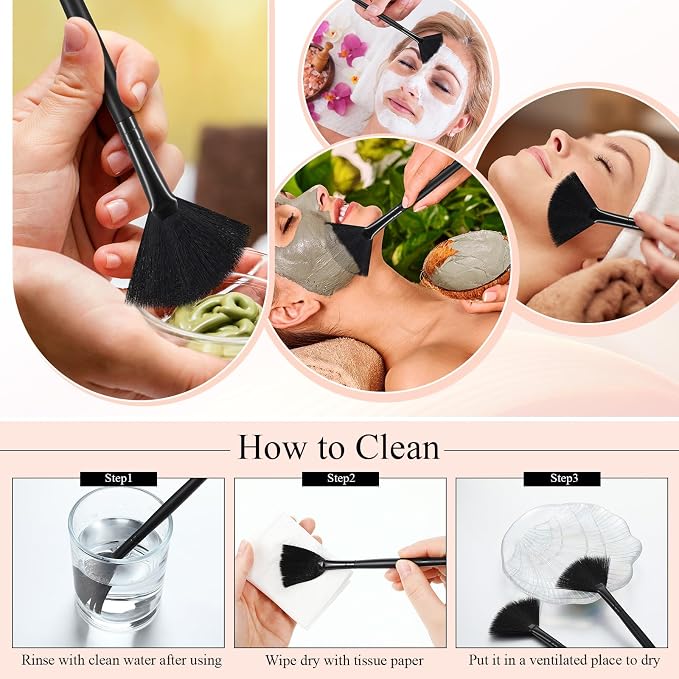 9 Pieces Facial Fan Mask Brushes, Soft Facial Applicator Brushes Tools - Image 6